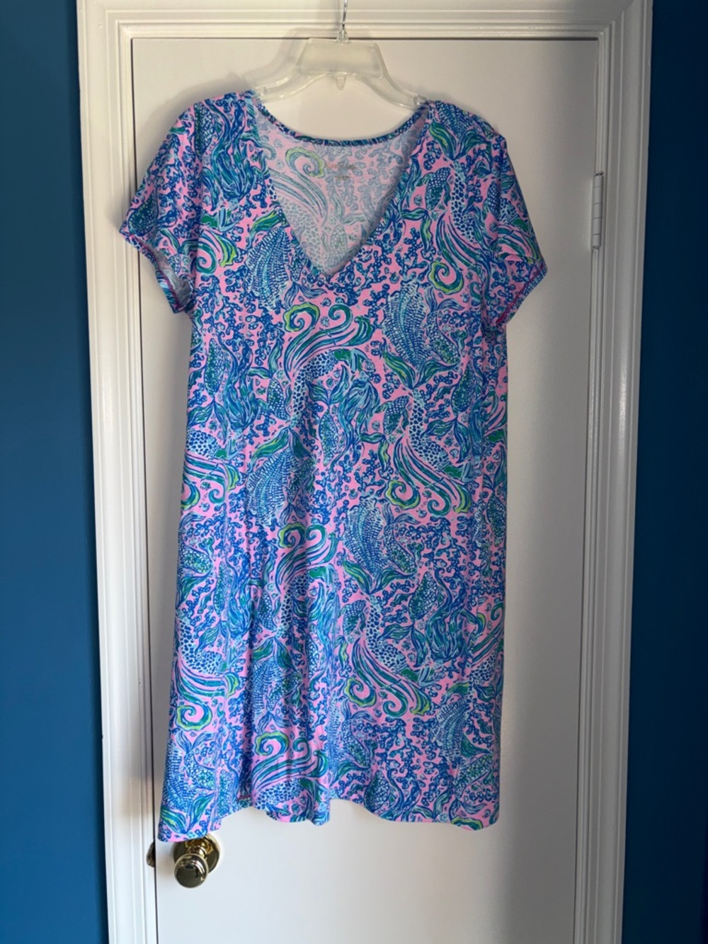 Lilly Pulitzer Pink, Blue & Green V-Neck dress
